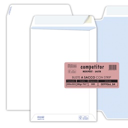 [46160] 500 buste sacco COMPETITOR FSC® bianca strip adesivo 250x353mm 80gr Pigna Envelo