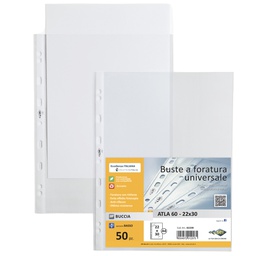 [64508] 50 BUSTE FORATE 22X30-60 B.A. LEGGERE ATLA SEI ROTA