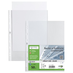 [64512] 50 buste forate ATLA T 150 22x30cm liscio SEI ROTA