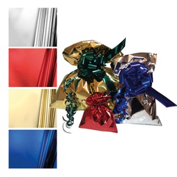 [70924] 50 BUSTE REGALO IN PPL METAL LUCIDO 25x40cm ROSSO senza patella adesiva
