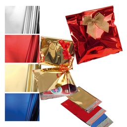 [76973] 50 BUSTE REGALO IN PPL METAL LUCIDO 35x50+5cm ROSSO con patella adesiva