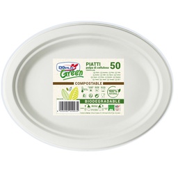 [61236] 50 PIATTI OVALE 26x19,5cm BIODEGRADABILI Dopla Green