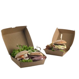 [91382] 50 Scatole per hamburger in carta kraft 16x16x9cm Street Food Leone