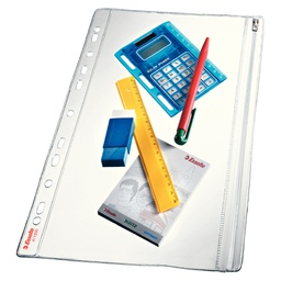 [49644] 5 BUSTE FORATE CON ZIP L/L 19X30 IN PVC ESSELTE