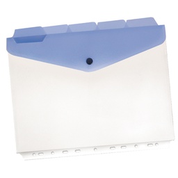 [80544] 5 BUSTE PP CON BOTTONE E FORATURA UNIVERSALE F.TO A4 CON SEPARATORI