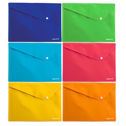 [86856] 6 buste c/bottone in PPL Colorosa 33x24.5cm colori assortiti RiPlast