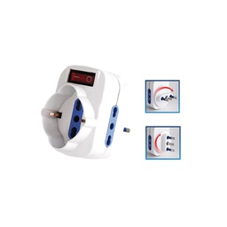 [77579] ADATTATORE ROTANTE 2 PRESE BIPASSO 2P+T 10/16 A+ 1presa Schuko MELCHIONI