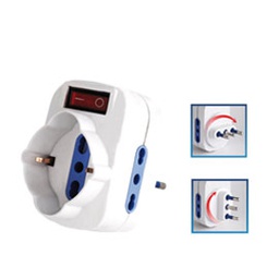 [77579] ADATTATORE ROTANTE 2 PRESE BIPASSO 2P+T 10/16 A+ 1presa Schuko MELCHIONI