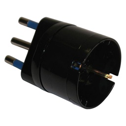 [68207] ADATTATORE SEMPLICE NERO CON SPINA 2P+T 16A - PRESA SCHUKO 16A