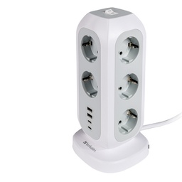 [VERB49547] Torre di Alimentazione Multi-Spina EUPT-01 con 2 x USB-C / 2 x USB-A Verbatim