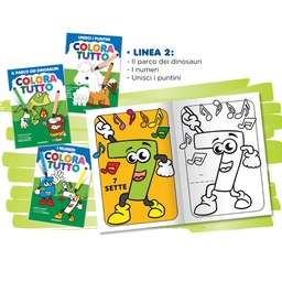 [87356] Album da colorare 24 facciate tema Dinosauri e numeri Blasetti