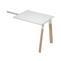 [94061] Allungo scrivanie Woody Superior 80x60cm piano bianco con gambe metal/massello