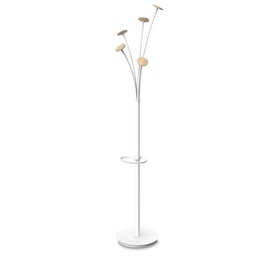 [92515] Appendiabiti a 5 posti 175cm bianco/legno chiaro Festival BC Alba