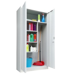[86653] Armadio porta scope in metallo a 2 ante battenti 90x41xH181,5cm Grigio Kub8