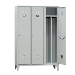 [91636] Spogliatoio in metallo a 3 VANI c/divisorio 120x50cm H180cm GRIGIO 717/03P/S