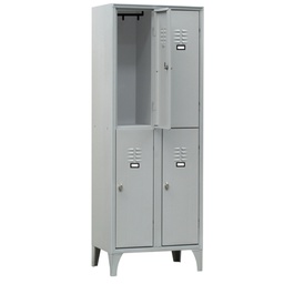 [91652] Spogliatoio in metallo a 4 VANI sovrapposti 60x50cm H180cm GRIGIO 116S/04/S