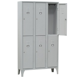 [91653] Spogliatoio in metallo a 6 VANI sovrapposti 90x50cm H180cm GRIGIO 116S/06/S