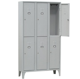 [91653] Spogliatoio in metallo a 6 VANI sovrapposti 90x50cm H180cm GRIGIO 116S/06/S