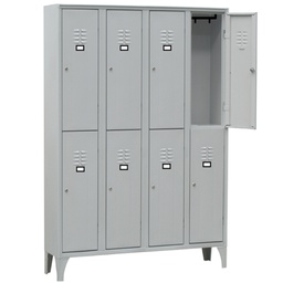 [91654] Spogliatoio in metallo a 8 VANI sovrapposti 120x50cm H180cm GRIGIO 116S/08/S