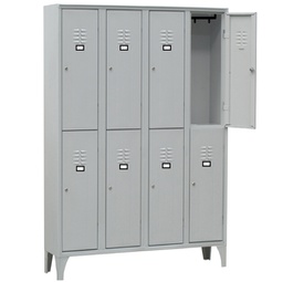 [91654] Spogliatoio in metallo a 8 VANI sovrapposti 120x50cm H180cm GRIGIO 116S/08/S
