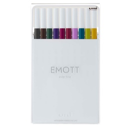 [94325] ***Astuccio 10 fineliner EMOTT tratto 0.4mm col. ass. Calmtone Dark Uni Mitsubishi