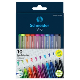 [92706] Astuccio 10 penne a sfera Vizz c/cappuccio punta M colori assortiti Schneider