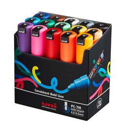[85825] Astuccio 15 marcatori UNI POSCA PC7M p.large 4,5-5,5mm col. ass. UNI MITSUBISHI