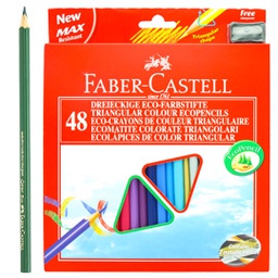 [76614] ***ASTUCCIO 48 PASTELLI COLORATI TRIANGOLARI ECO + TEMPERINO FABER CASTELL