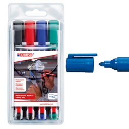 [83080] Astuccio 4 marcatore permanente Eddig 300 punta conica colori assortiti