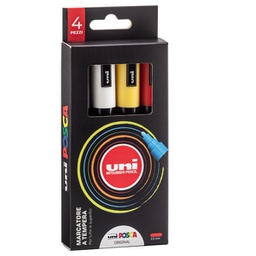 [96780] Astuccio 4 marcatore Uni Posca PC5M p.media 1,8-2,5mm col.ass. original UNI