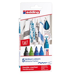 [89135] Astuccio 5 colori freddi per tessuto punta 2,0-3,0mm 4500 Edding