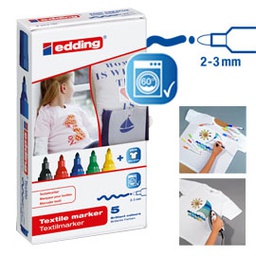 [56809] ASTUCCIO 5 MARCATORE EDDING 4500 COL.ASS. PT 2-3MM PER TESSUTO