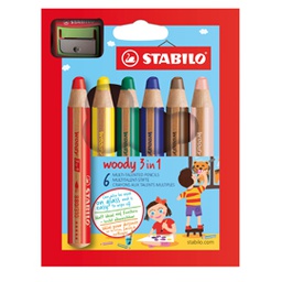 [76510] Astuccio 6 pastelli STABILO WOODY 3in1 + TEMPERINO