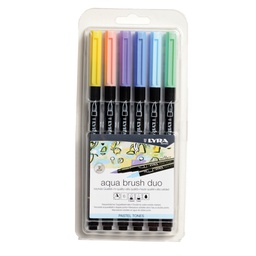 [94289] Astuccio 6 pennarelli Aqua Brush Duo colori pastel Lyra