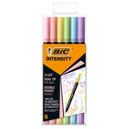 [95240] Astuccio 6 pennarelli Intensity dual tip brush colori assortiti Pastel BIC