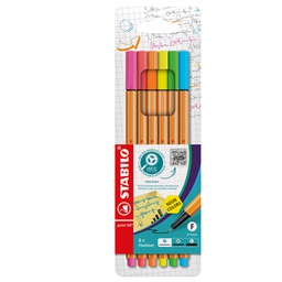 [83142] Astuccio 6 pennarelli Point 88 colori neon assortiti 88/6-1 Stabilo