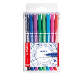 [80097] ASTUCCIO 8 FINELINER STABILO SENSOR PUNTA 0.3MM COLORI ASSORTITI