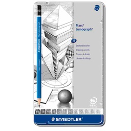 [77008] Astuccio metallo 12 matite grafite Mars® Lumograph® 12gradazioni Staedtler