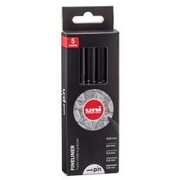[85722] Astuccio Pin fineliner nero 5 gradazioni assortiti Uni Mitsubishi