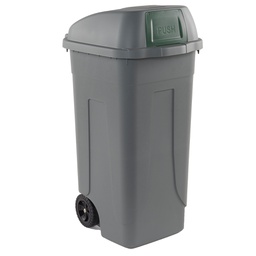 [86734] Bidone mobile Cen Push 100Lt grigio c/coperchio verde per raccolta diff.