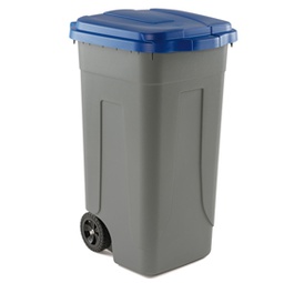 [86731] Bidone mobile Cento 100Lt grigio c/coperchio blu per raccolta differenziata