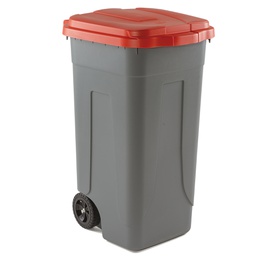 [86732] Bidone mobile Cento 100Lt grigio c/coperchio rosso per raccolta differenziata