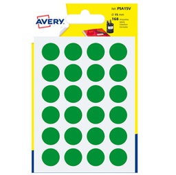 [83407] Blister 168 etichetta adesiva tonda PSA verde D15mm Avery