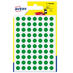 [83408] Blister 490 etichetta adesiva tonda PSA verde D8mm Avery