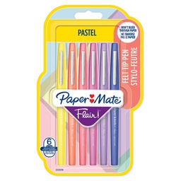 [95236] Blister 6 pennarelli Flair Nylon colori assortiti Pastel Papermate