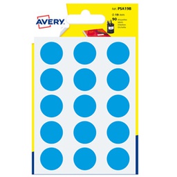 [83409] Blister 90 etichetta adesiva tonda PSA blu D19mm Avery