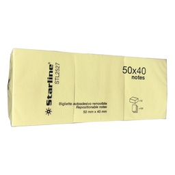 [STL2527] BLOCCHETTO BIGLIETTI ADESIVI GIALLO 50X40mm 100fg 70gr Starline