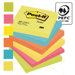 [64209] BLOCCO 100foglietti Post-it® 76x76mm 654-TFEN ENERGY 72GR ASSORTITO