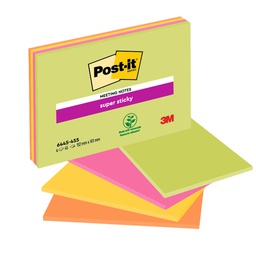 [53557] BLOCCO 45foglietti Post-it® Super Sticky 101x152mm MEETING NOTE NEON 6445-SSP