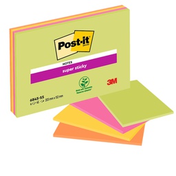 [53558] BLOCCO 45foglietti Post-it® Super Sticky 203x152mm MEETING NOTE NEON 6845-SSP